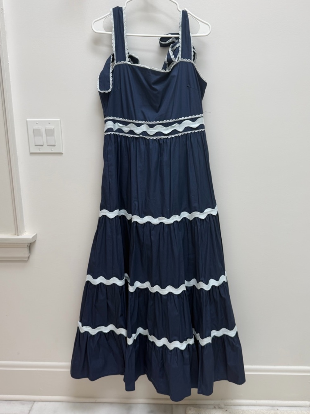 TCEC Navy and White Tiered Maxi Sundress
